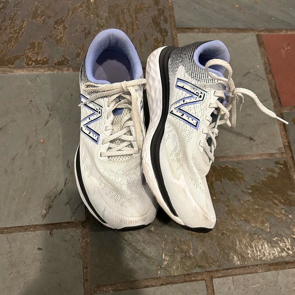 New Balance White and Black Athletic Sneakers